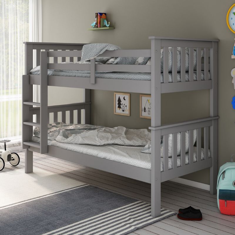 Bedmaster Carra Grey Bunk Bed – Solid Pine, Space-Saving Design