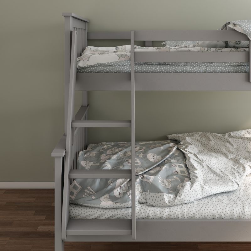 Bedmaster Carra Grey Wooden Triple Sleeper Bunk Bed - 3ft Single & 4ft Small Double