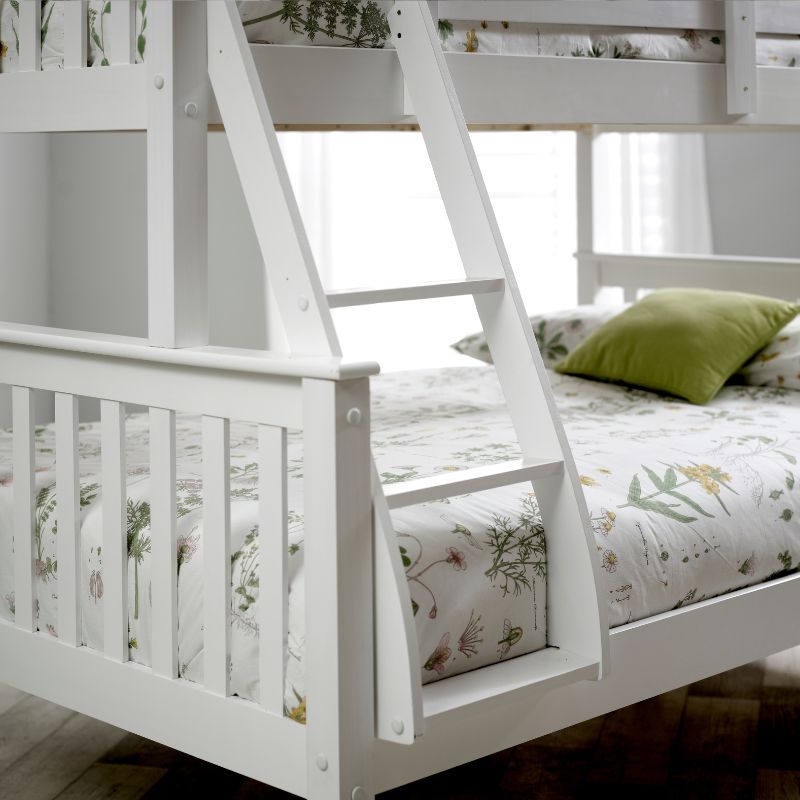 Bedmaster Carra White Wooden Triple Sleeper Bunk Bed - 3ft Single & 4ft Small Double