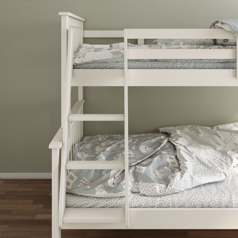 Bedmaster Carra White Wooden Triple Sleeper Bunk Bed - 3ft Single & 4ft Small Double