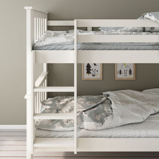 Bedmaster Carra White Bunk Bed – Solid Pine, Space-Saving Design