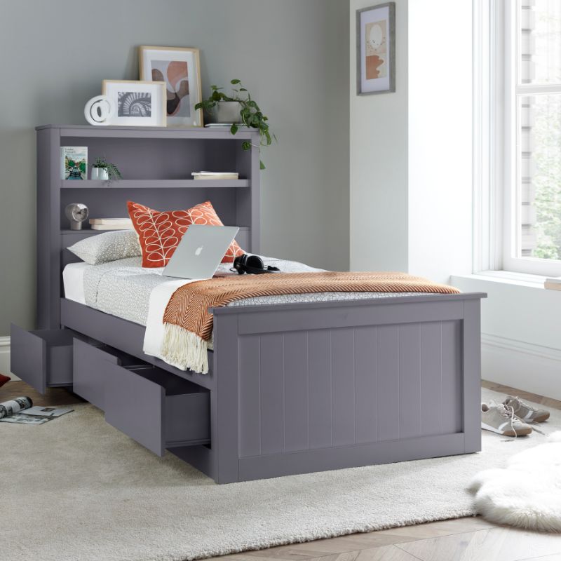 Bedmaster Enzo Grey Wooden 3 Drawer Storage Bed – Stylish & Space-Saving Single Bed