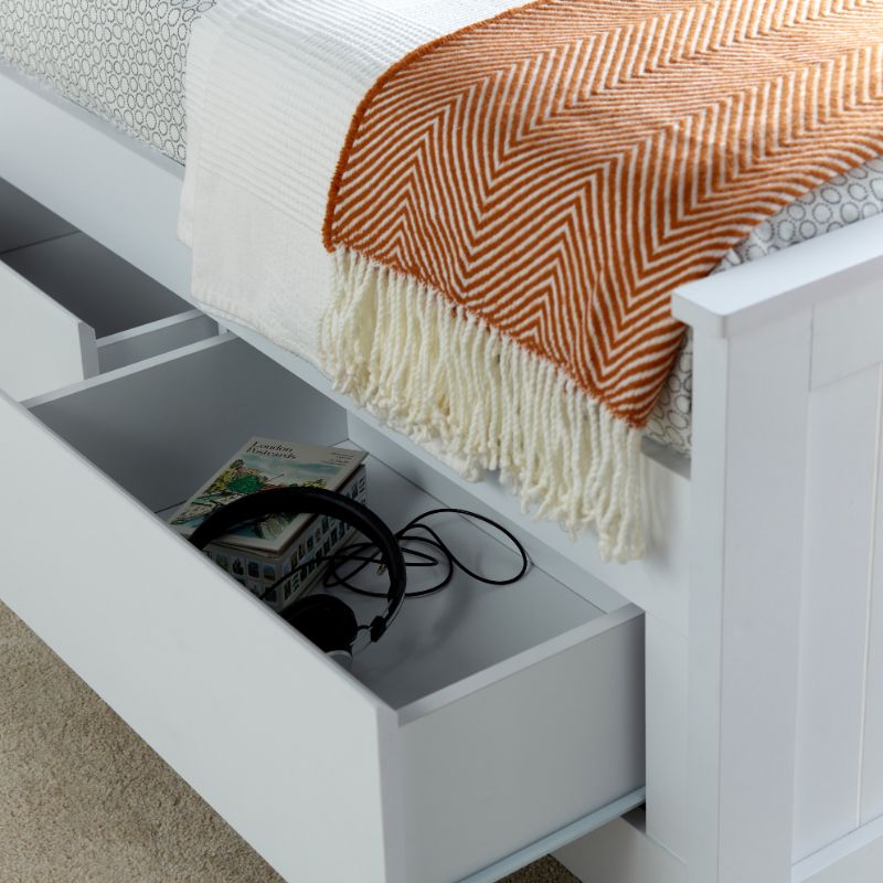 Bedmaster Enzo White Wooden 3 Drawer Storage Bed – Stylish & Space-Saving Single Bed