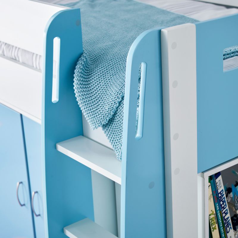 Bedmaster Lacy Blue Storage Mid Sleeper Bed with Drawers and Shelves – 3ft Single