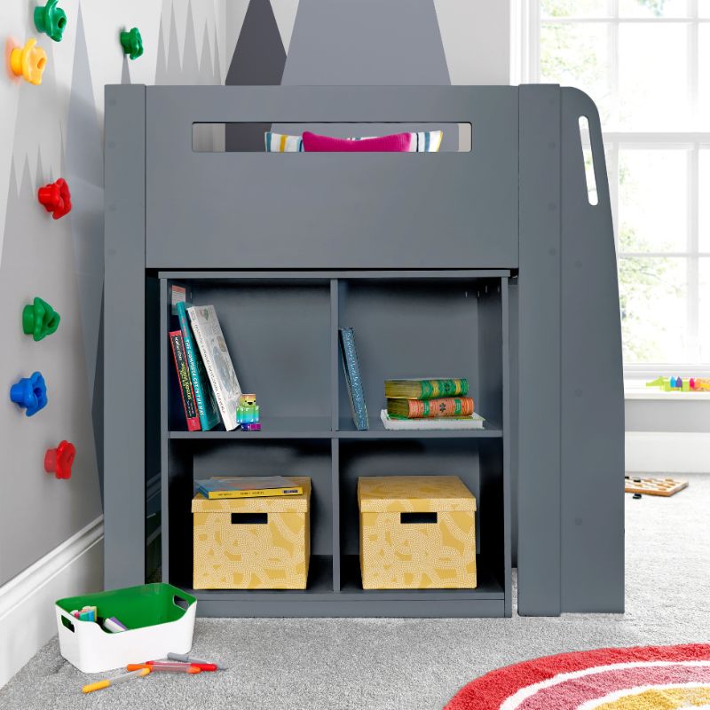 Bedmaster Lacy Grey Storage Mid Sleeper Bed with Drawers and Shelves – 3ft Single