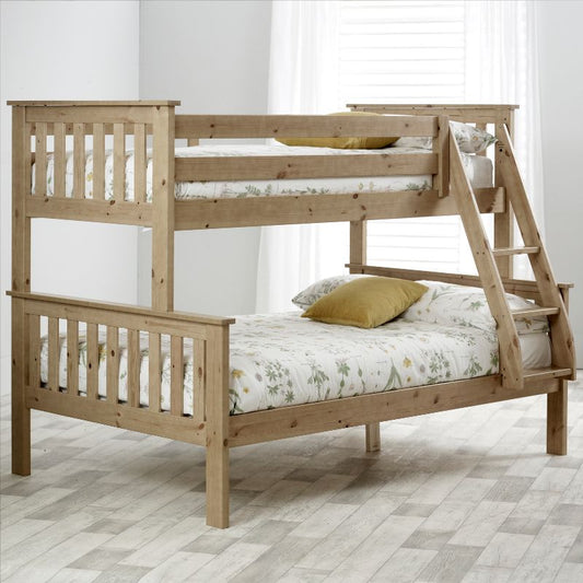 Bedmaster Carra Pine Wooden Triple Sleeper Bunk Bed - 3ft Single & 4ft Small Double
