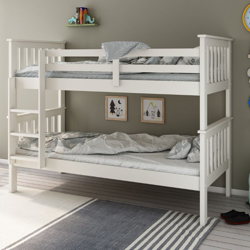 Bedmaster Carra White Bunk Bed – Solid Pine, Space-Saving Design