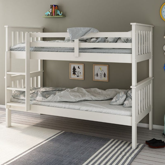 Bedmaster Carra White Bunk Bed – Solid Pine, Space-Saving Design