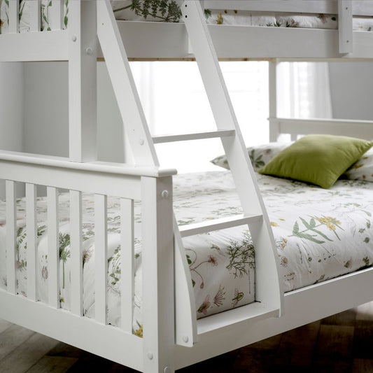 Bedmaster Carra White Wooden Triple Sleeper Bunk Bed - 3ft Single & 4ft Small Double