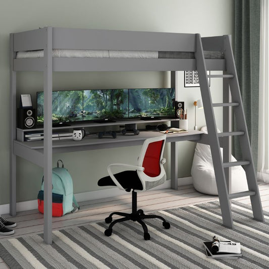 Kids Avenue Estella Grey High Sleeper with Gaming Desk