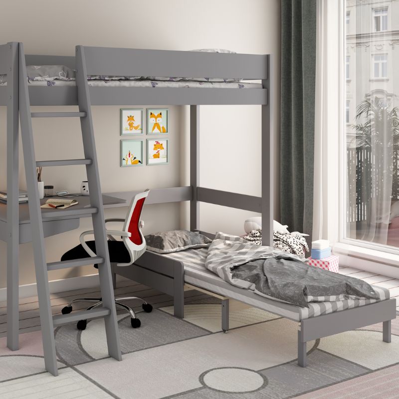 Kids Avenue Estella Grey High Sleeper with Pull-Out Sofa Bed