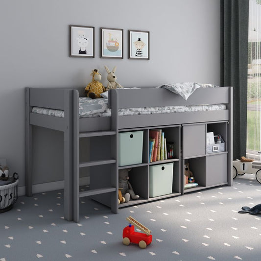 Kids Avenue Estella Grey Mid Sleeper with Cube Storage & Desk