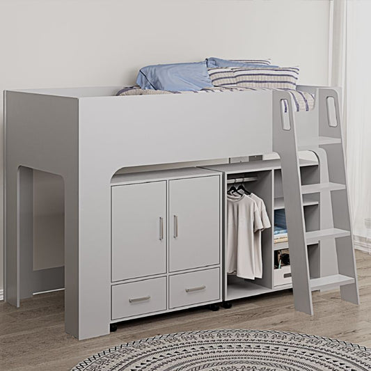 Flintshire Eden Grey Wooden Mid Sleeper Bed with Storage