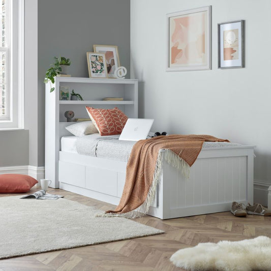Bedmaster Enzo White Wooden 3 Drawer Storage Bed – Stylish & Space-Saving Single Bed