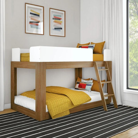 Mid-Century Modern Twin over Twin Low Bunk Bed