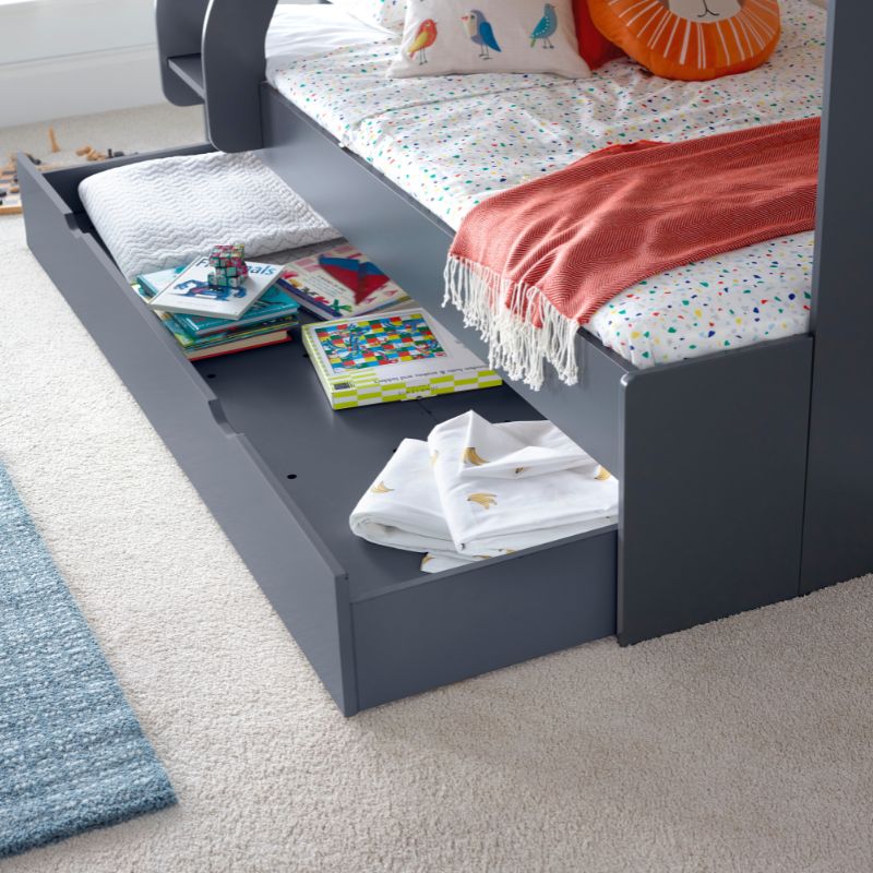 Bedmaster Oliver Grey Triple Sleeper Bunk Bed with Storage Drawer