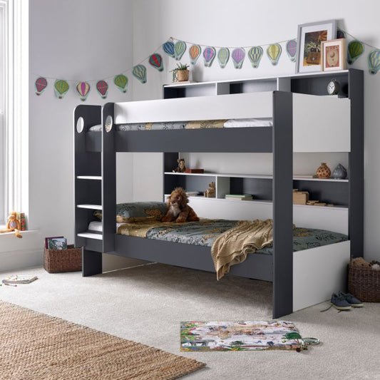 Bedmaster Oliver Grey and White Bunk Bed – Space-Saving Kids Bed