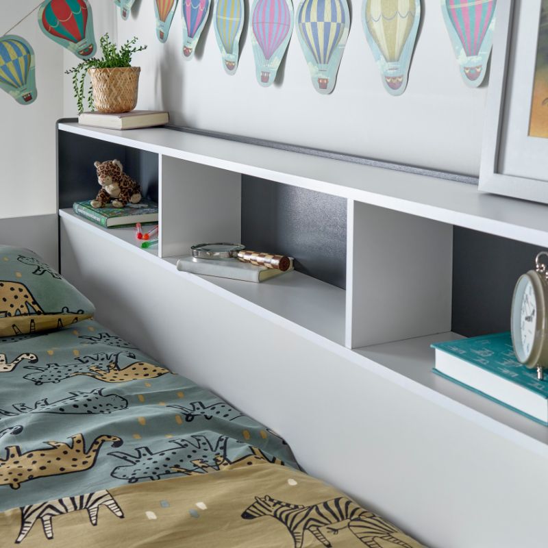 Bedmaster Oliver Grey and White Bunk Bed with Additional Drawer – Space-Saving Kids Bed with Pull-Out Storage