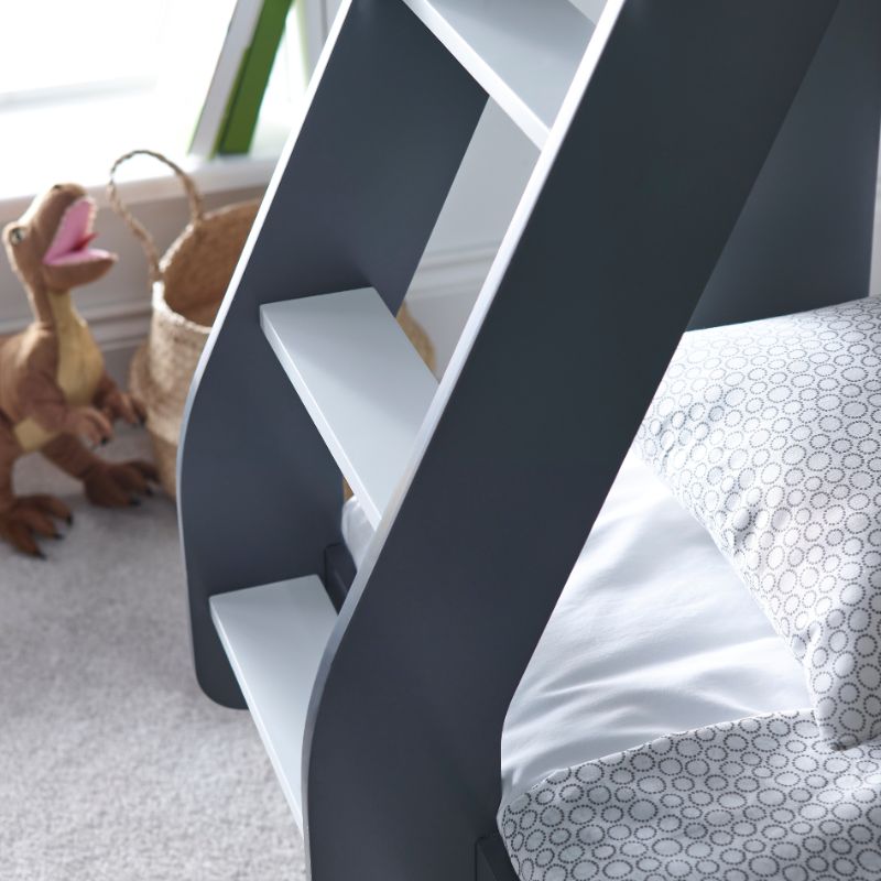 Bedmaster Oliver Grey and White Triple Sleeper Bunk Bed with Storage Drawer