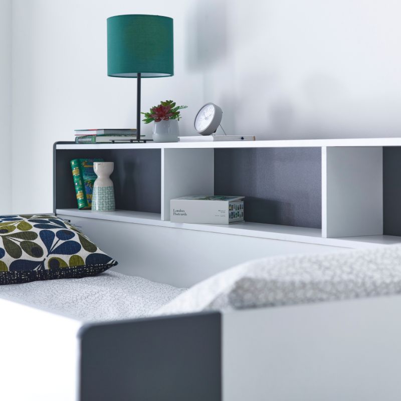Bedmaster Oliver Grey and White Triple Sleeper Bunk Bed with Storage Drawer