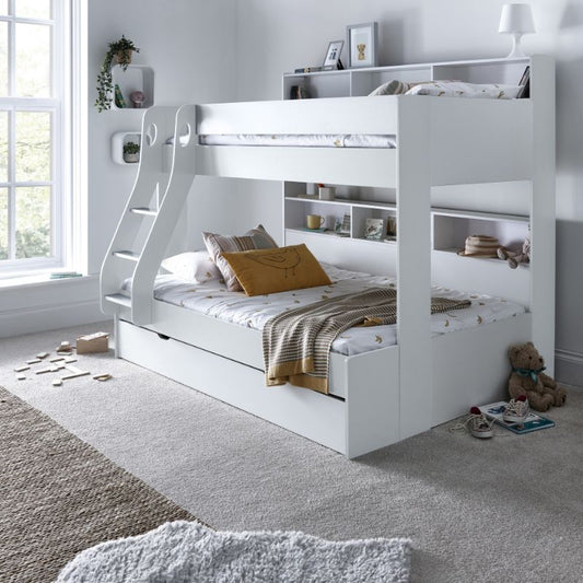 Bedmaster Oliver White Triple Sleeper Bunk Bed with Storage Drawer