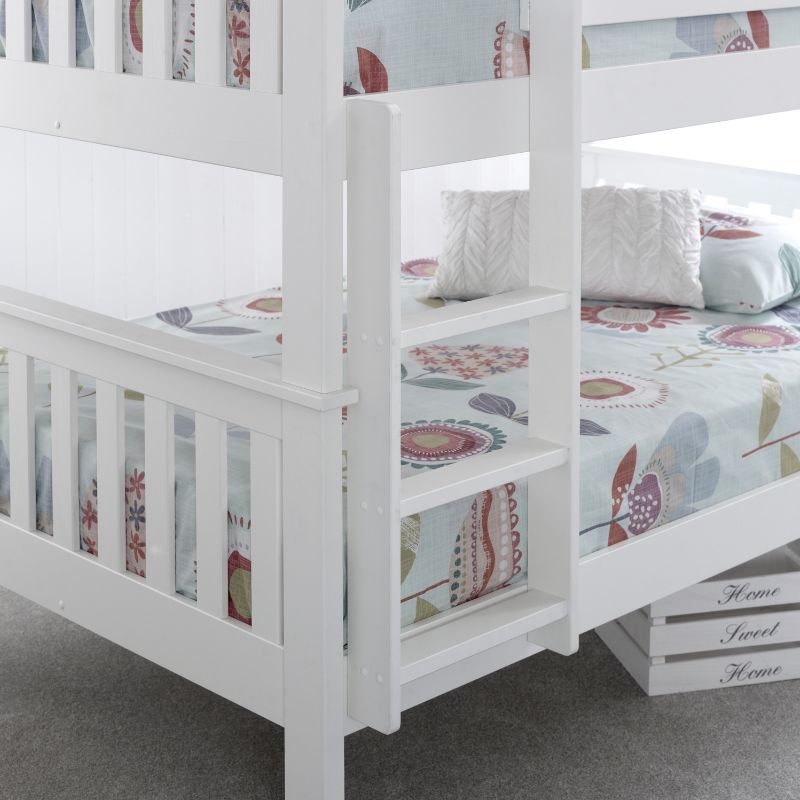 Bedmaster Oslo White Wooden Quadruple Bunk Bed – 4 Sleeper Space-Saving Bed Frame