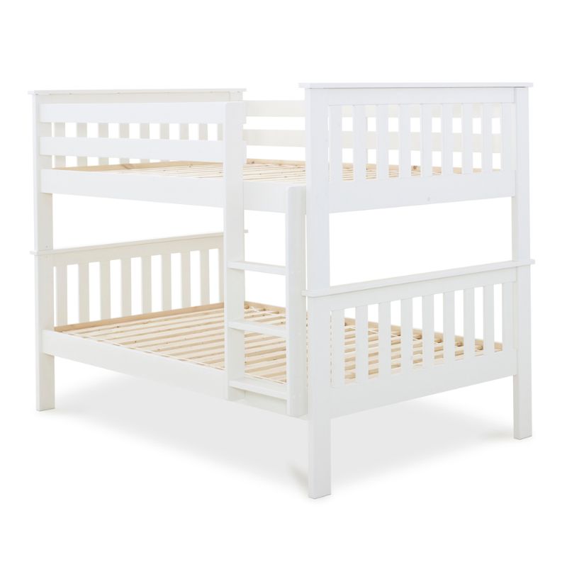 Bedmaster Oslo White Wooden Quadruple Bunk Bed – 4 Sleeper Space-Saving Bed Frame
