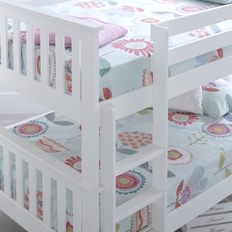 Bedmaster Oslo White Wooden Quadruple Bunk Bed – 4 Sleeper Space-Saving Bed Frame
