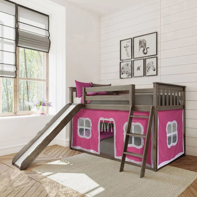 Twin-Size Mid Sleeper with Slide & Curtain