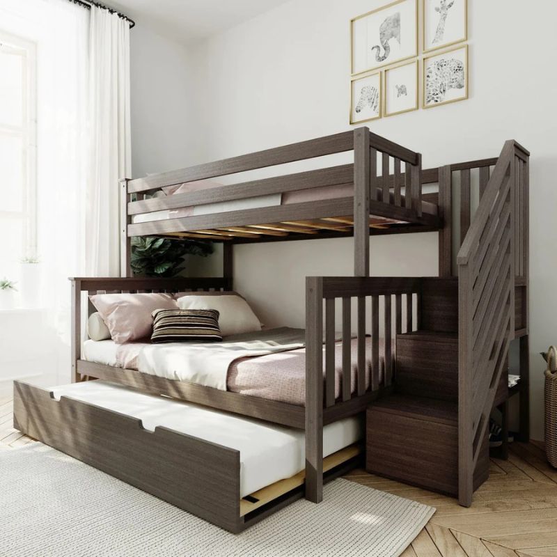 Twin Over Full Staircase Bunk with Trundle