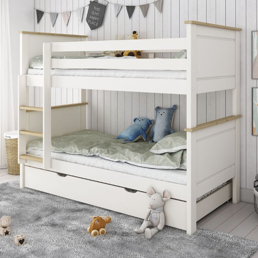 Kids Avenue Heritage Bunkbed - White & Oak Finish with Trundle