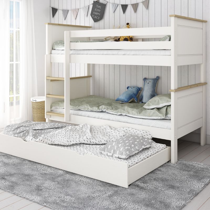 Kids Avenue Heritage Bunkbed - White & Oak Finish with Trundle