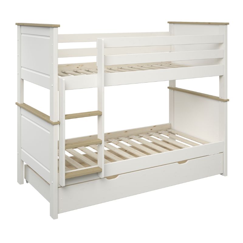 Kids Avenue Heritage Bunkbed - White & Oak Finish with Trundle