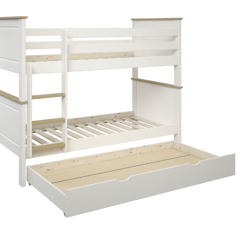 Kids Avenue Heritage Bunkbed - White & Oak Finish with Trundle